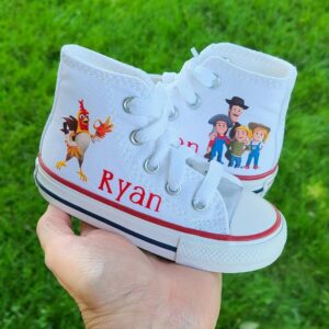 Personalized Name Birthday La Granja Farm Farmer White High Top Sneaker Custom Shoes Gift
