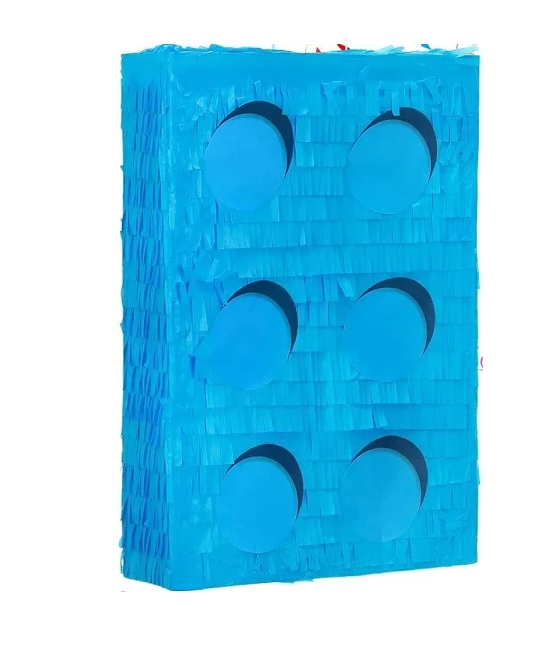 Lego Brick Light Blue 3D Pinata 24" inch Decoration Party Birthday Decor Gift