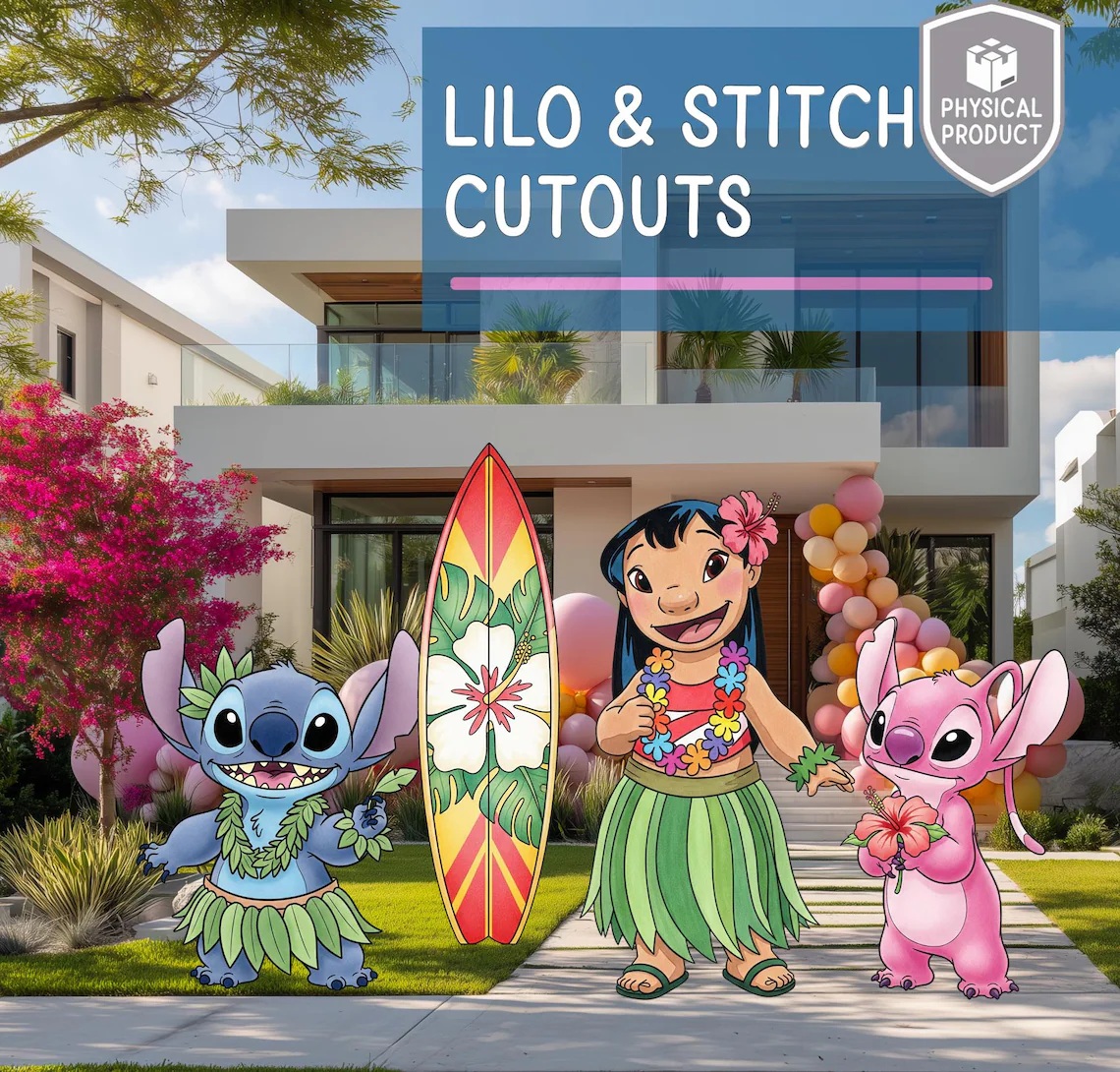 Lilo and Stitch Luau Hawaii 4 Foot Coroplast Cutout Yard Sign Life Size Prop Decoration Party Birthday