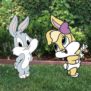 Looney Tunes Babies Bugs and Lola Coroplast Cutout Yard Sign Life Size Prop Decoration Party Birthday