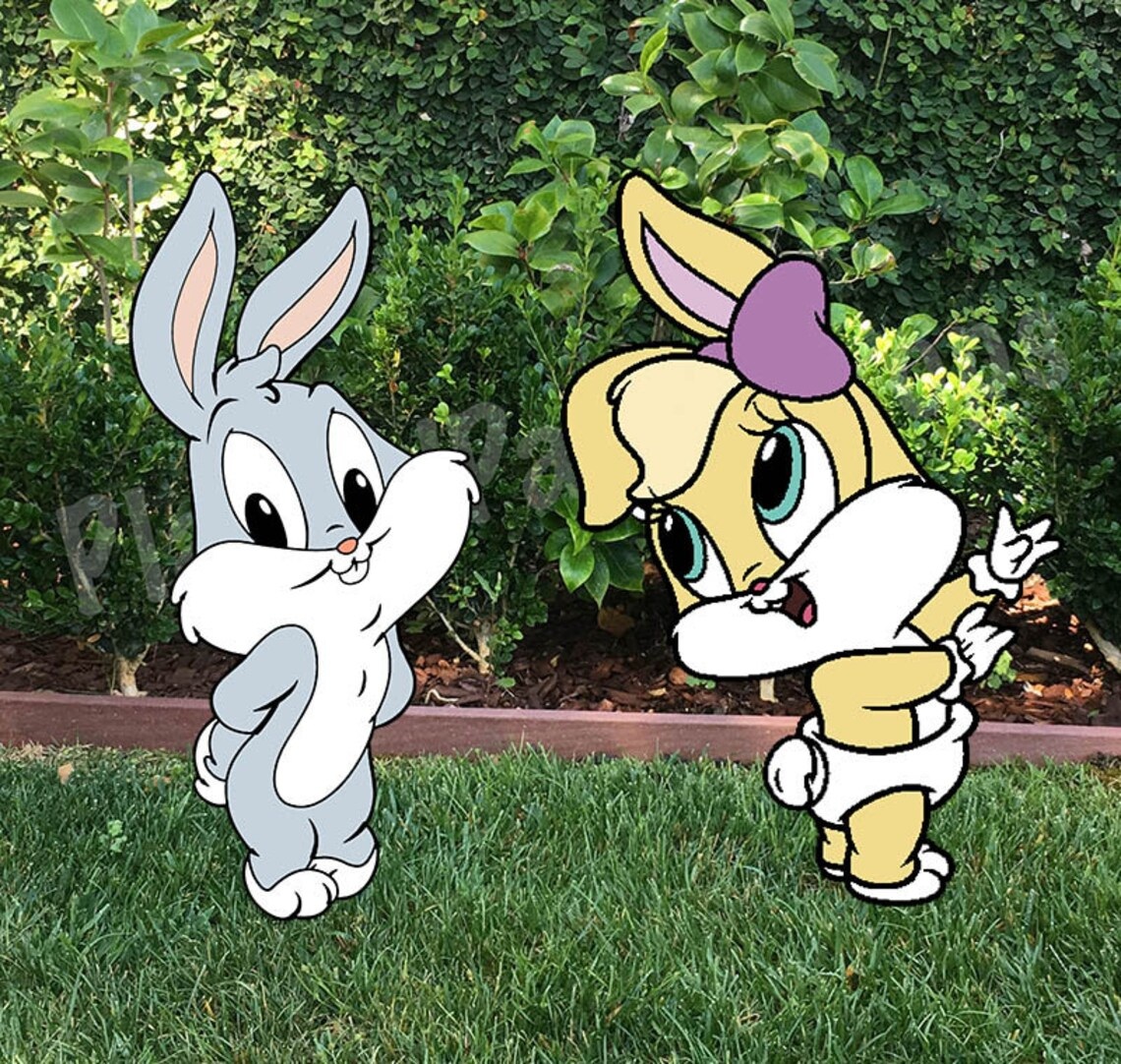 Looney Tunes Babies Bugs and Lola Coroplast Cutout Yard Sign Life Size Prop Decoration Party Birthday
