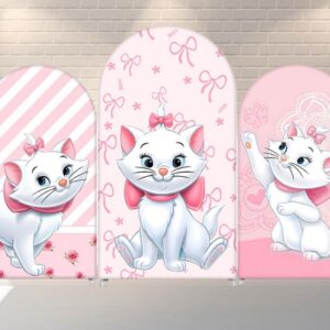 Aristocats Marie Cat Fabric Arch Cover Backdrop Background 7.2ft by 4ft Life Size Prop Decoration Party Birthday