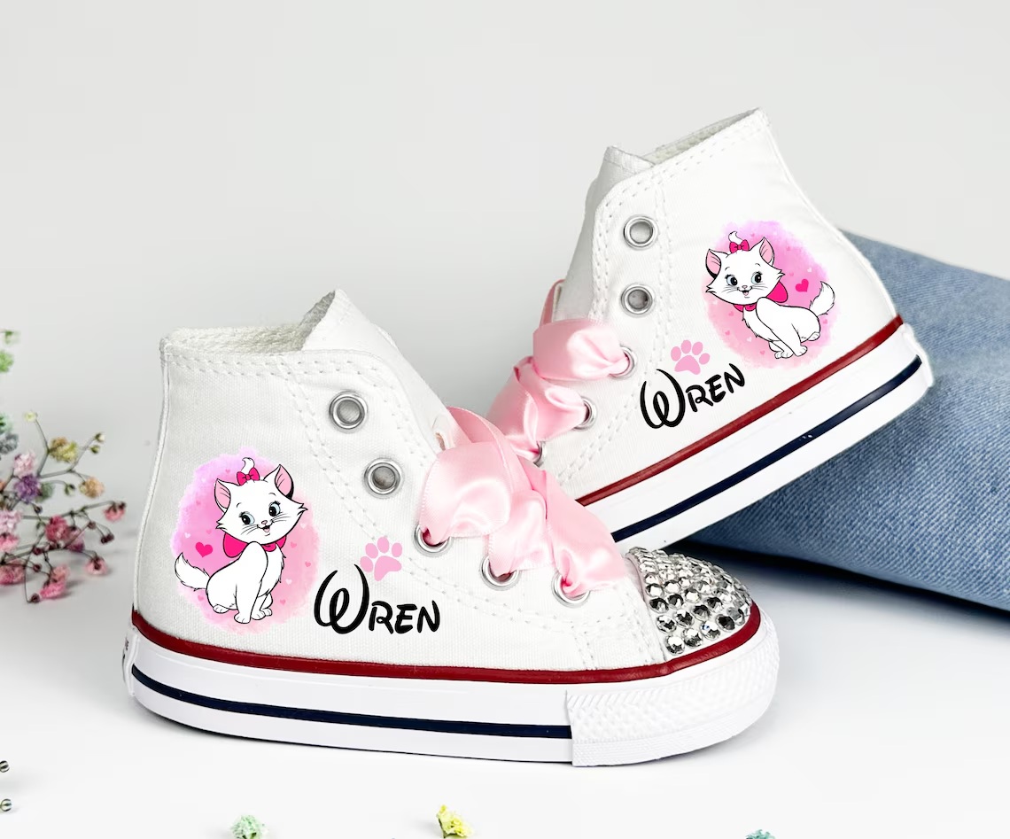 Personalized Name Birthday Aristocats Marie White High Top Sneaker Custom Shoes Gift