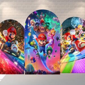 Super Mario Movie Game Fabric Arch Cover Backdrop Background 7.2ft by 4ft Life Size Prop Decoration Party Birthday