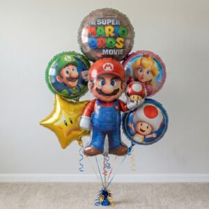 Super Mario Movie Mario Foil 3D Balloon Bouquet 6 Pcs Decoration Party Birthday Decor Gift