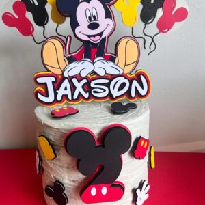 Custom Mickey Mouse 3D Cake Topper Personalized Birthday Party Decor Custom Name & Age