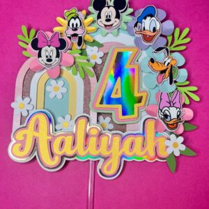 Custom Mickey Mouse and Friends 3D Cake Topper Personalized Birthday Party Decor Custom Name & Age