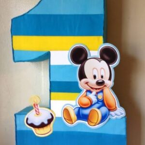 Mickey Mouse Baby Candle Stripes Number 3D Pinata 24" inch Decoration Party Birthday Decor Gift