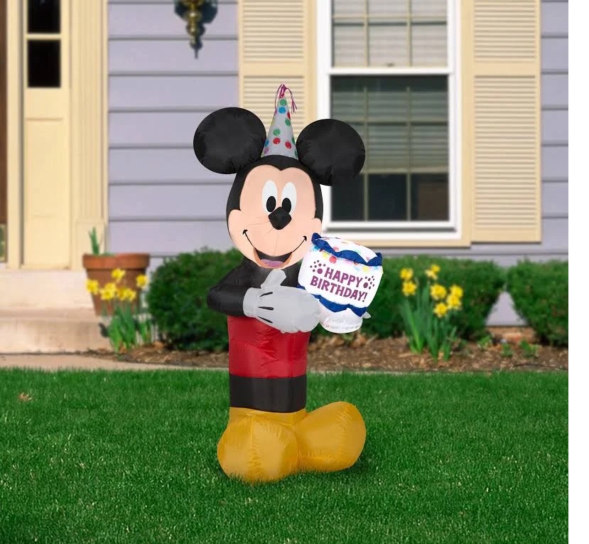 Mickey Mouse Birthday Hat and Cake Inflatable Yard 5' Foot Decoration Party Prop Sign Holiday Birthday
