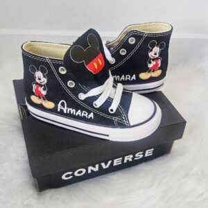 Personalized Name Birthday Mickey Mouse Clubhouse Black High Top Sneaker Custom Shoes Gift