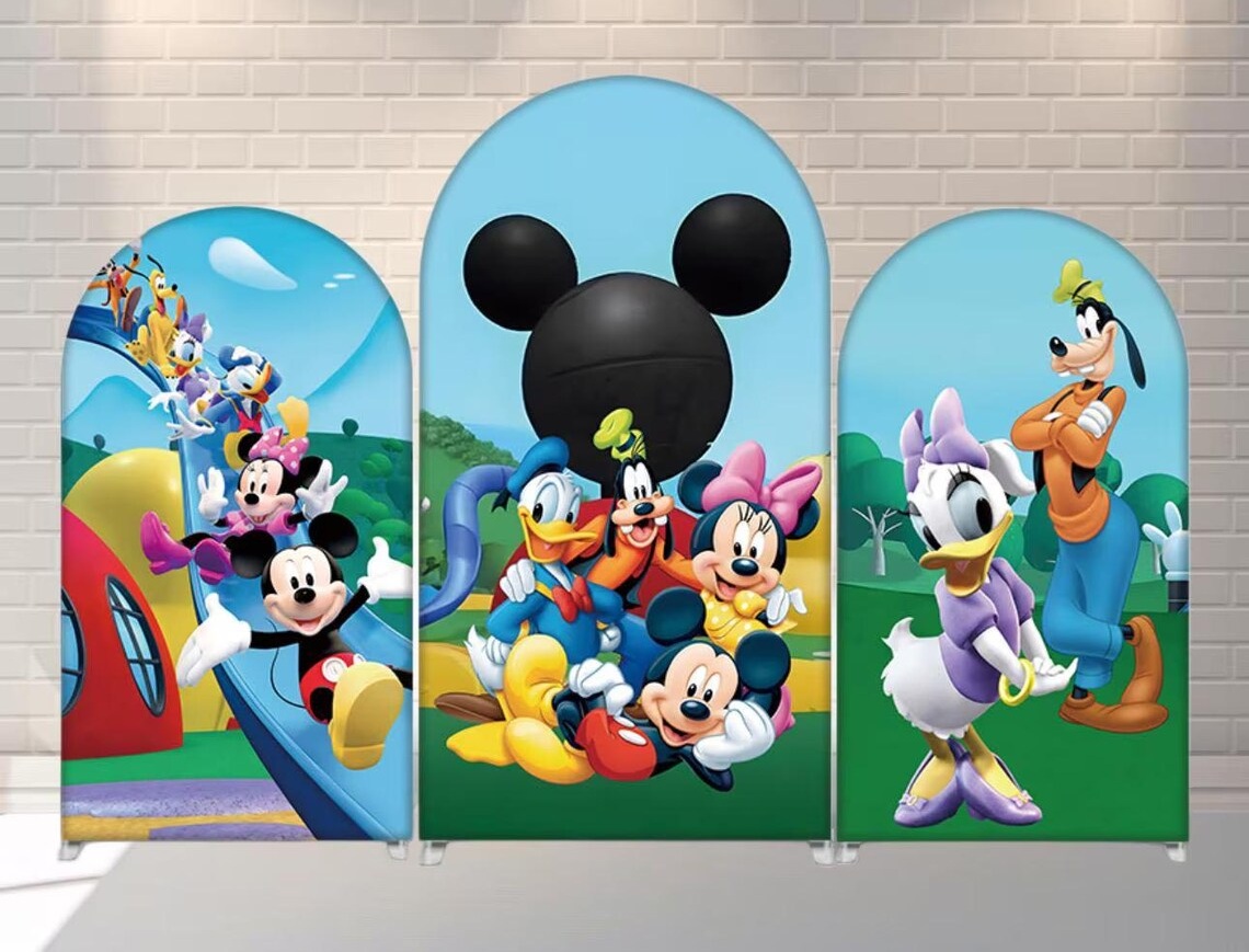 Mickey Mouse Clubhouse Fabric Arch Cover Backdrop Background 7.2ft by 4ft Life Size Prop Decoration Party Birthday
