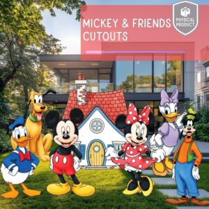 Mickey and Friends 3 Foot Coroplast Cutout Yard Sign Life Size Prop Decoration Party Birthday