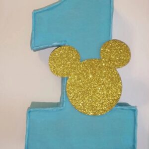 Mickey Mouse Blue Number Gold Glitter 3D Pinata 24" inch Decoration Party Birthday Decor Gift