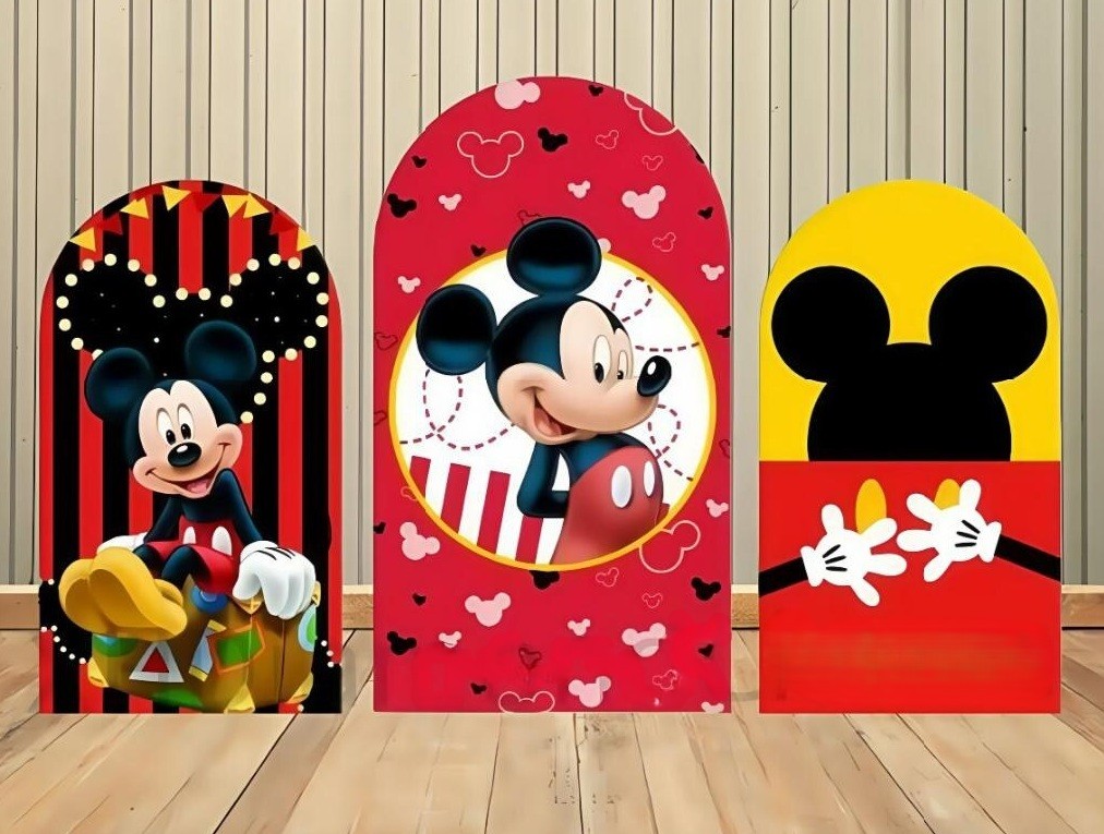 Mickey Mouse Fabric Arch Cover Backdrop Background 7.2ft by 4ft Life Size Prop Decoration Party Birthday