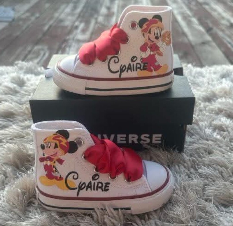 Personalized Name Birthday Mickey Mouse Roadster Racers White High Top Sneaker Custom Shoes Gift