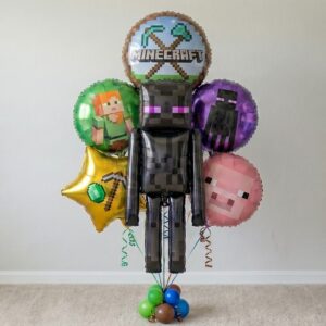 Minecraft Enderman Foil 3D Balloon Bouquet 6 Pcs Decoration Party Birthday Decor Gift