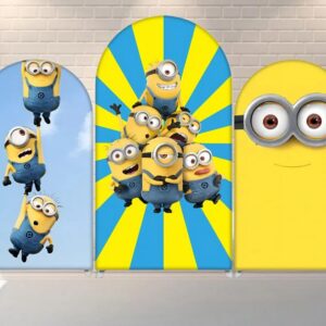 Minions Fabric Arch Cover Backdrop Background 7.2ft by 4ft Life Size Prop Decoration Party Birthday