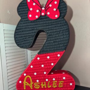 Minnie Mouse Inspired Red Bow Number Personalized 3D Pinata 24" inch Decoration Party Birthday Decor Gift