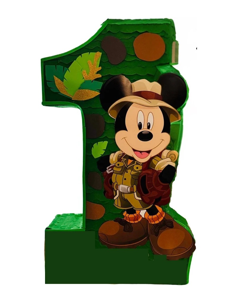 Mickey Mouse Green Leaves Safari Jungle Number 3D Pinata 24" inch Decoration Party Birthday Decor Gift