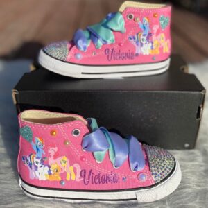 Personalized Name Birthday My Little Pony FiM Pink High Top Sneaker Custom Shoes Gift