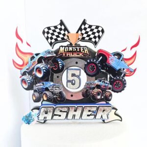 Custom Monster Truck 3D Cake Topper Personalized Birthday Party Decor Custom Name & Age