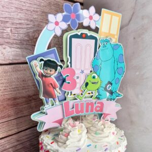 Custom Monsters Inc Group 3D Cake Topper Personalized Birthday Party Decor Custom Name & Age