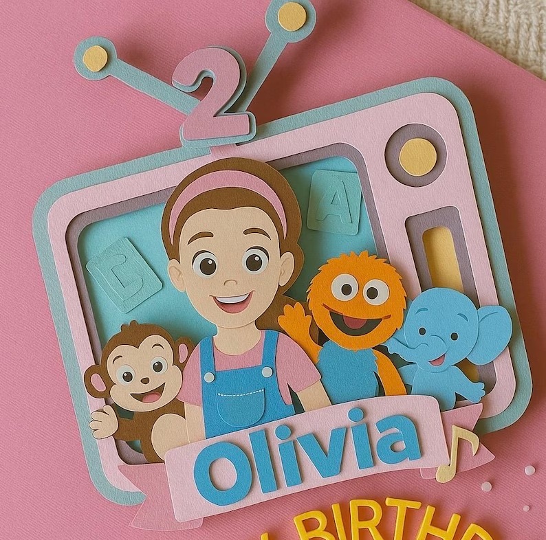 Custom Ms Rachel and Friends 3D Cake Topper Personalized Birthday Party Decor Custom Name & Age