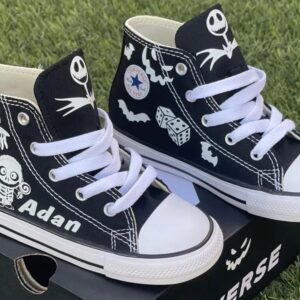 Personalized Name Birthday The Nightmare Before Christmas Black High Top Sneaker Custom Shoes Gift