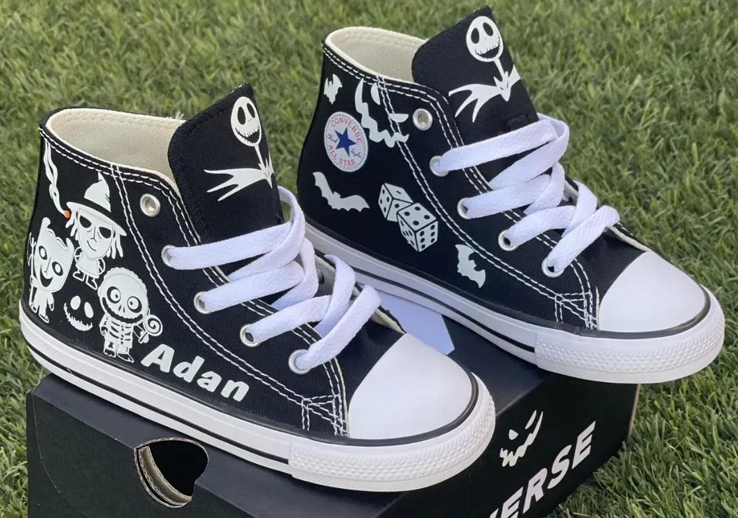 Personalized Name Birthday The Nightmare Before Christmas Black High Top Sneaker Custom Shoes Gift