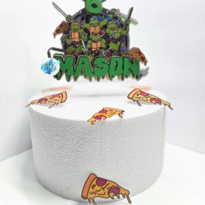 Custom TMNT Ninja Turtles 3D Cake Topper Personalized Birthday Party Decor Custom Name & Age