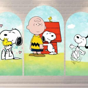The Peanuts Charlie Brown Woodstock Snoopy Fabric Arch Cover Backdrop Background 7.2ft by 4ft Life Size Prop Decoration Party Birthday