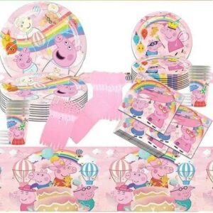 Peppa Pig and Friends Fairy Princess Birthday Party Supplies Napkins Plates Banner Tablecloth Set for 16 Guests