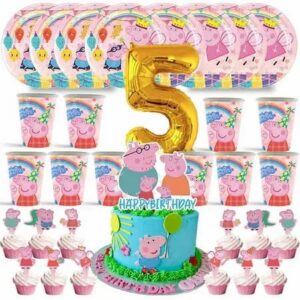 Peppa Pig Fairy Princess Birthday Party Supplies Plates Cake Toppers Cups Number Balloon