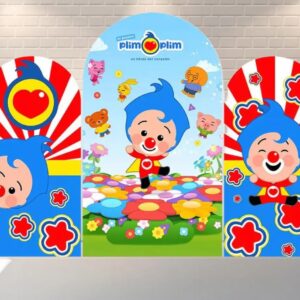 Plim Plim Little Clown Circus Fabric Arch Cover Backdrop Background 7.2ft by 4ft Life Size Prop Decoration Party Birthday