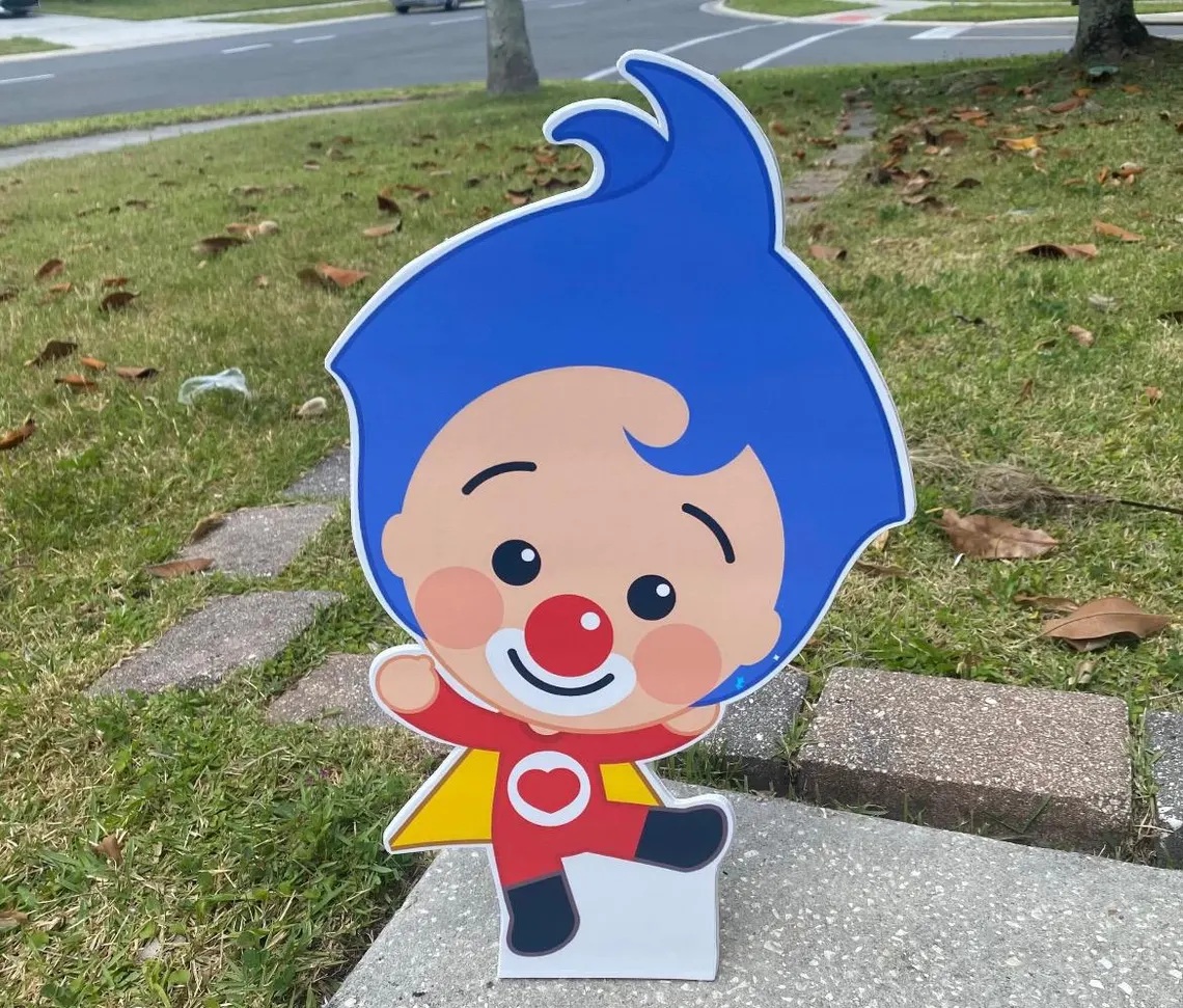 Plim Plim Clown Circus 3 Foot Coroplast Cutout Yard Sign Life Size Prop Decoration Party Birthday
