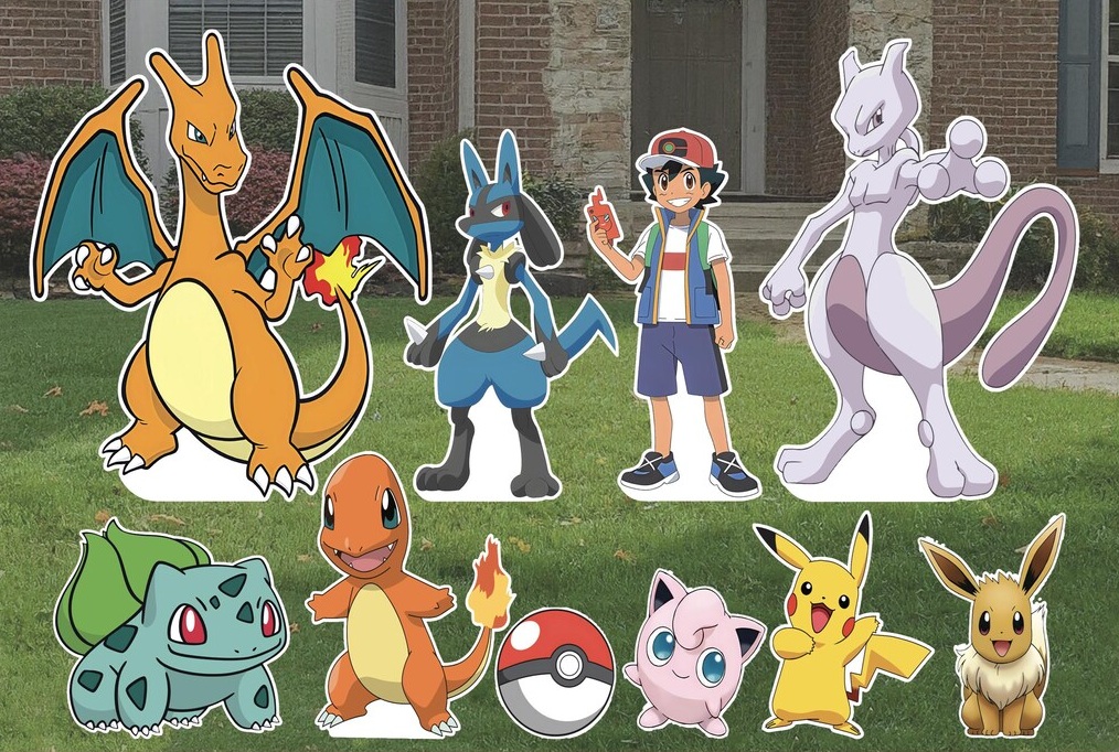 Pokemon Characters Coroplast Cutout Yard Sign Life Size Prop Decoration Party Birthday