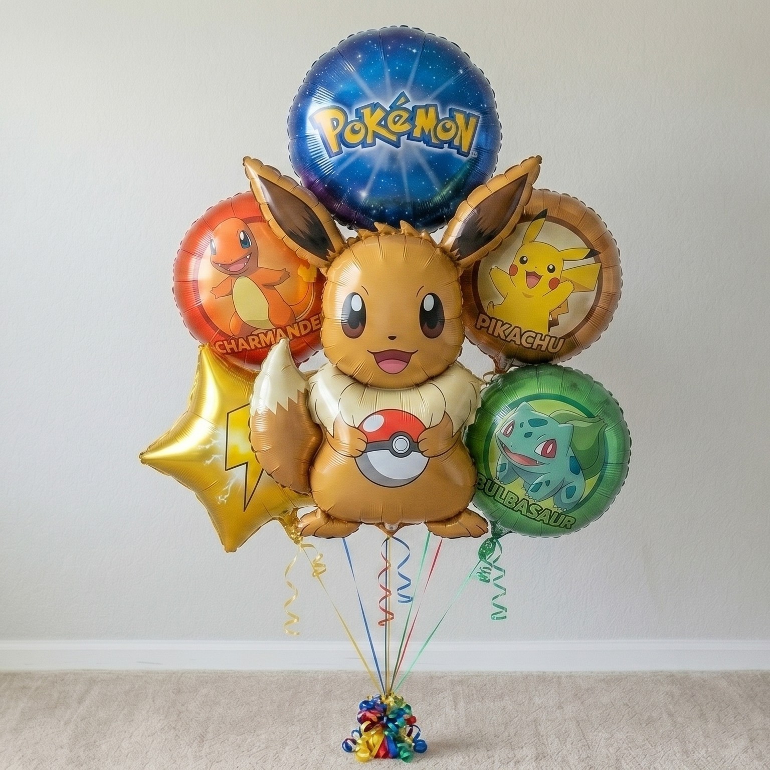 Pokemon Eevee Foil 3D Balloon Bouquet 6 Pcs Decoration Party Birthday Decor Gift