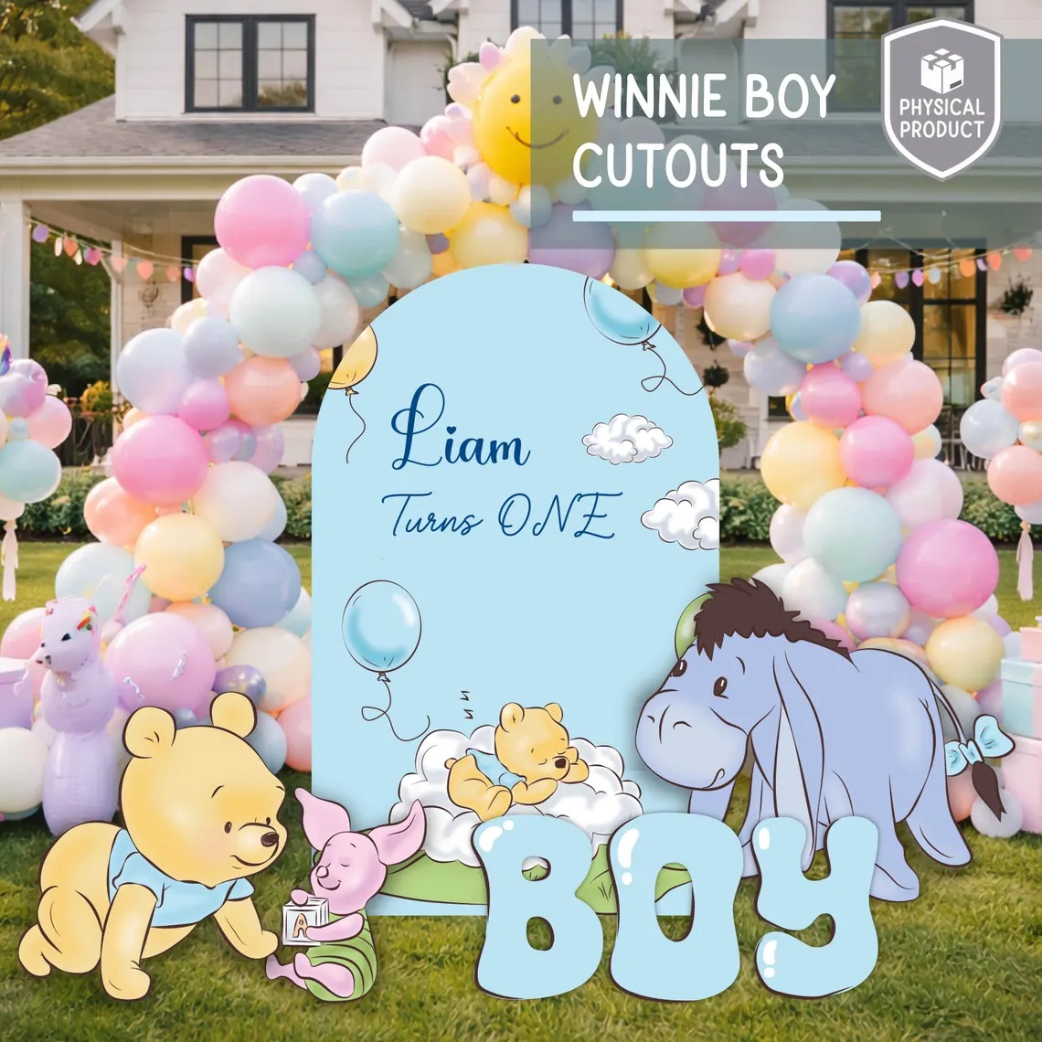 Winnie the Pooh Baby Boy 4 Foot Coroplast Cutout Yard Sign Life Size Prop Decoration Party Birthday Baby Shower