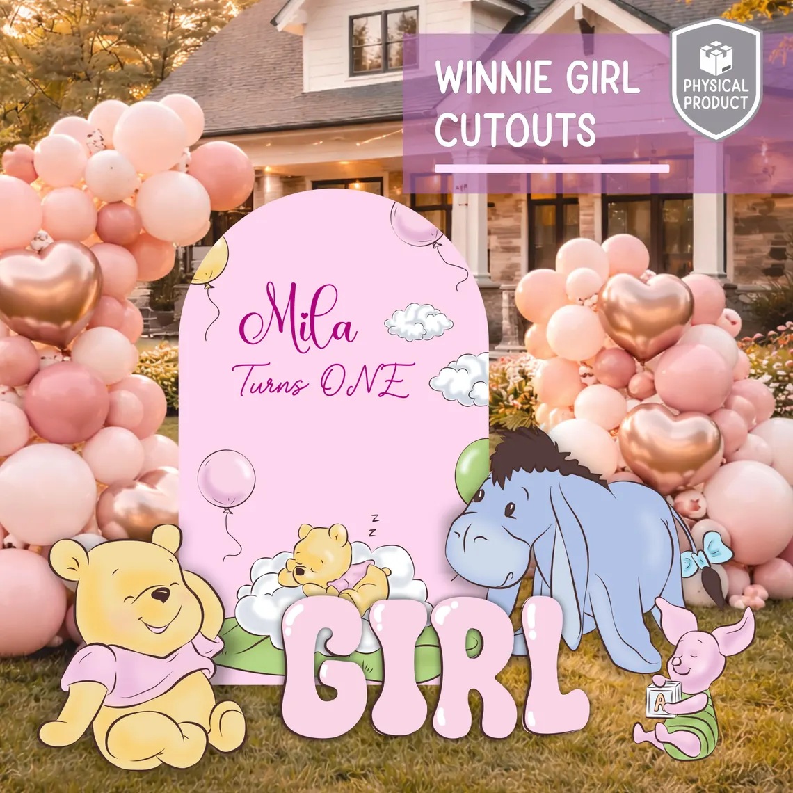 Winnie the Pooh Baby Girl 4 Foot Coroplast Cutout Yard Sign Life Size Prop Decoration Party Birthday Baby Shower