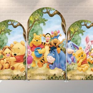 Winnie the Pooh and Friends Fabric Arch Cover Backdrop Background 7.2ft by 4ft Life Size Prop Decoration Party Birthday