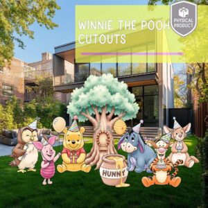 Winnie the Pooh Friends 3 Foot Coroplast Cutout Yard Sign Life Size Prop Decoration Party Birthday