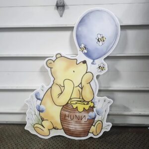 Classic Winnie the Pooh Blue Balloon Baby Boy Baby Shower 4 Foot Coroplast Cutout Yard Sign Life Size Prop Decoration Party Birthday