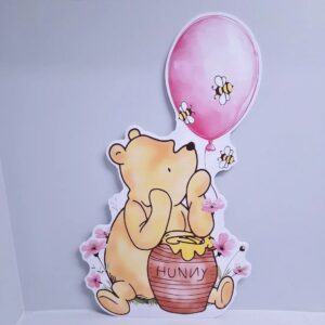 Classic Winnie the Pooh Pink Balloon Baby Girl Baby Shower 4 Foot Coroplast Cutout Yard Sign Life Size Prop Decoration Party Birthday