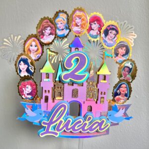 Custom Princesses 3D Cake Topper Personalized Birthday Party Decor Custom Name & Age