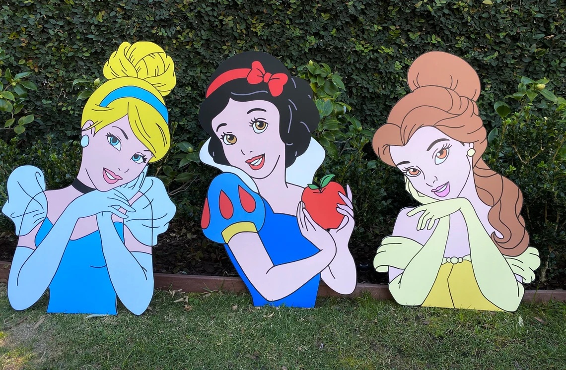 Princesses Bust Cinderella Snow White Belle Coroplast Cutout Yard Sign Life Size Prop Decoration Party Birthday
