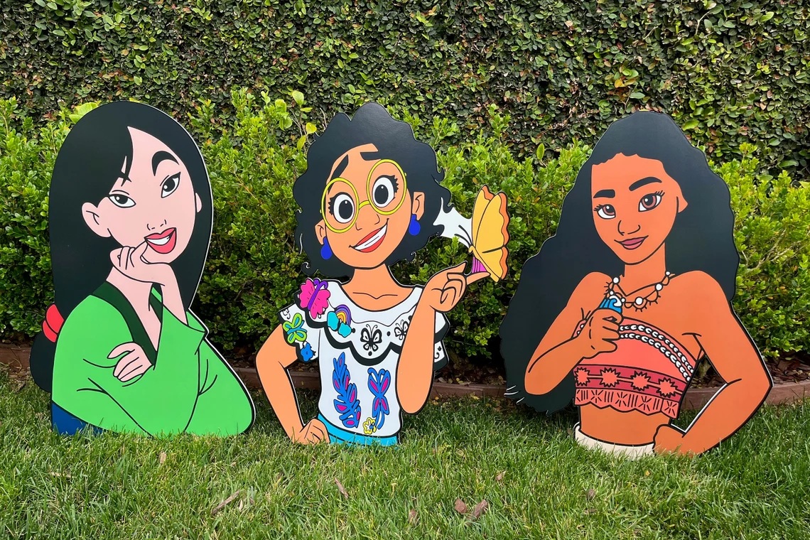 Princesses Bust Mulan Mirabel Moana Coroplast Cutout Yard Sign Life Size Prop Decoration Party Birthday