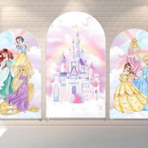 Princesses Castle Fabric Arch Cover Backdrop Background 7.2ft by 4ft Life Size Prop Decoration Party Birthday