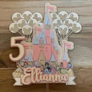 Custom Princesses Castle 3D Cake Topper Personalized Birthday Party Decor Custom Name & Age