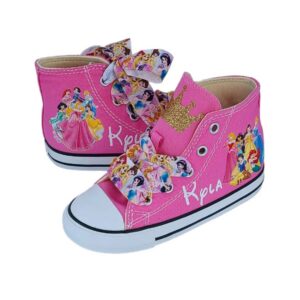 Personalized Name Birthday Princesses Pink High Top Sneaker Custom Shoes Gift