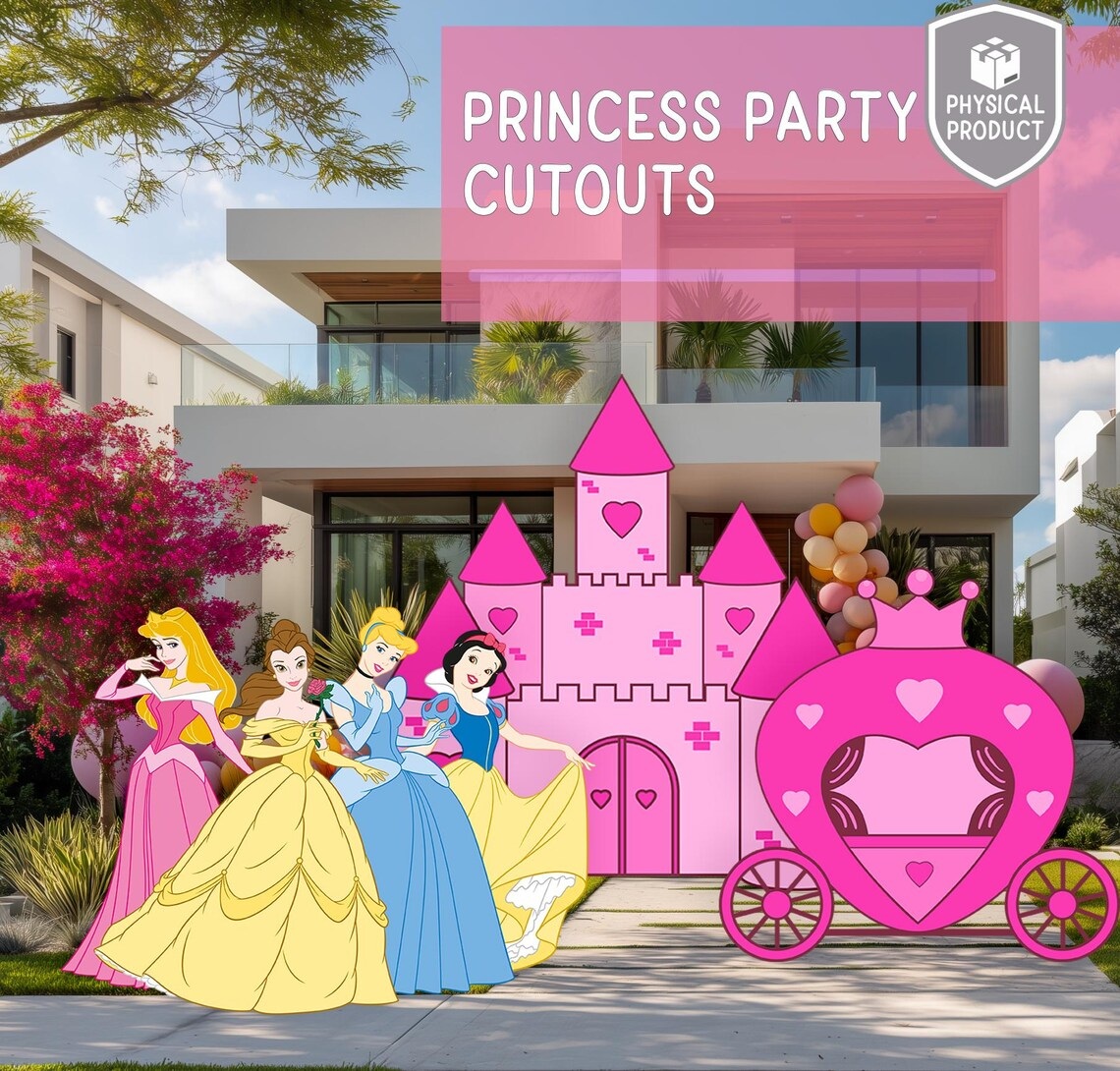 Princesses Belle Cinderella Aurora Snow White 5 Foot Coroplast Cutout Yard Sign Life Size Prop Decoration Party Birthday